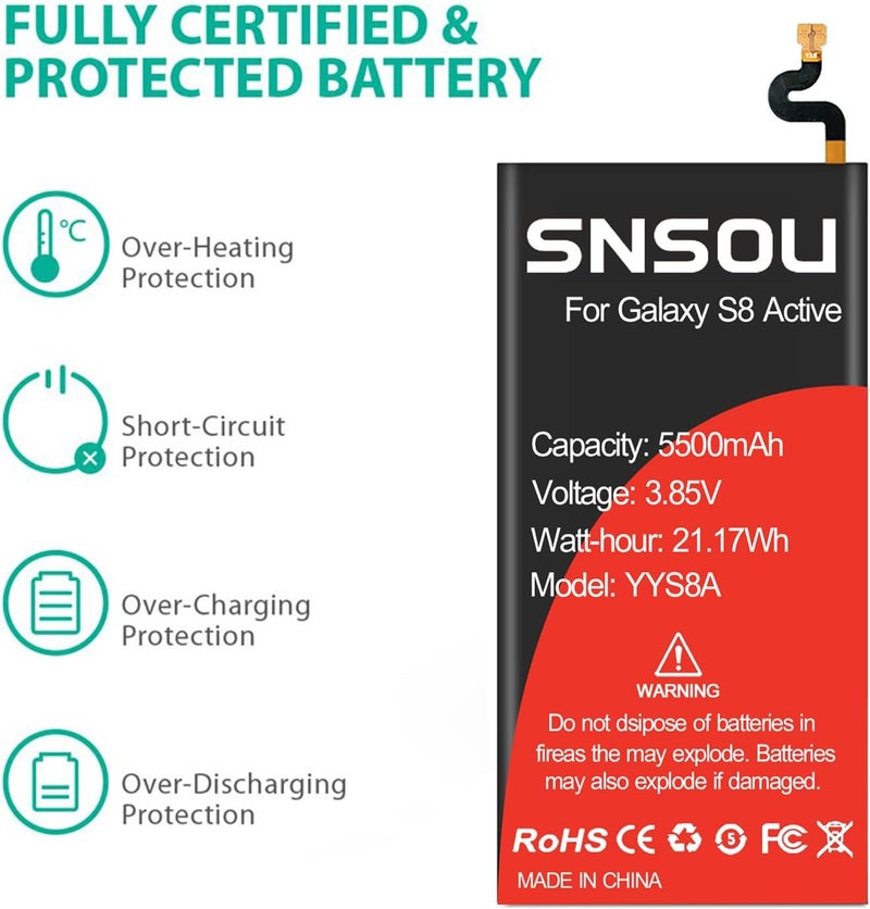 SNRONEW Galaxy S22 Battery, (2024 Upgraded ) 6800mAh EB-BS901ABY Li-Polymer Battery Replacement Compatible with Galaxy S22 5G SM-S901U SM-S908B, SM-S908B/DS, SM-S908U, SM-S908U1 with Screwdriver Tool Kit - Image 3